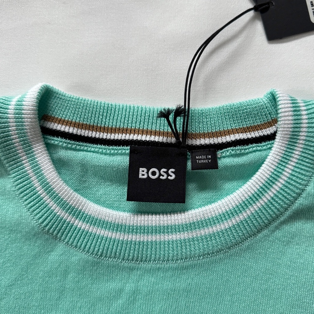 Hugo Boss Mint Green Knitted Short Sleeve Shirt - Picture 6 of 10